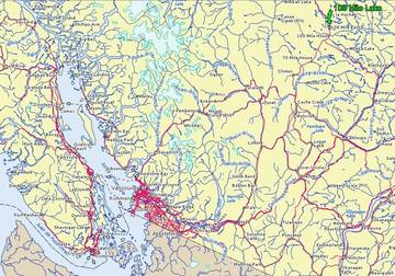 Vancouver ist mit dem Auto ca 470 km entfernt, Kelowna im Okanogan Valley ca 400 km.  Jasper mit seinem Nationalpark auf der Albertaer Seite der Rocky Mountains ist nur knapp ber 250 km entfernt.